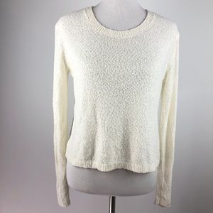 BP Fluffy Boucle Knit Pullover Sweater White Top